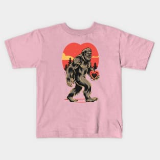 bigfoot  heart valentines day Kids T-Shirt